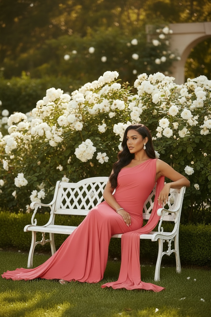Santorini Siren Chiffon Maxi Dress - Coral