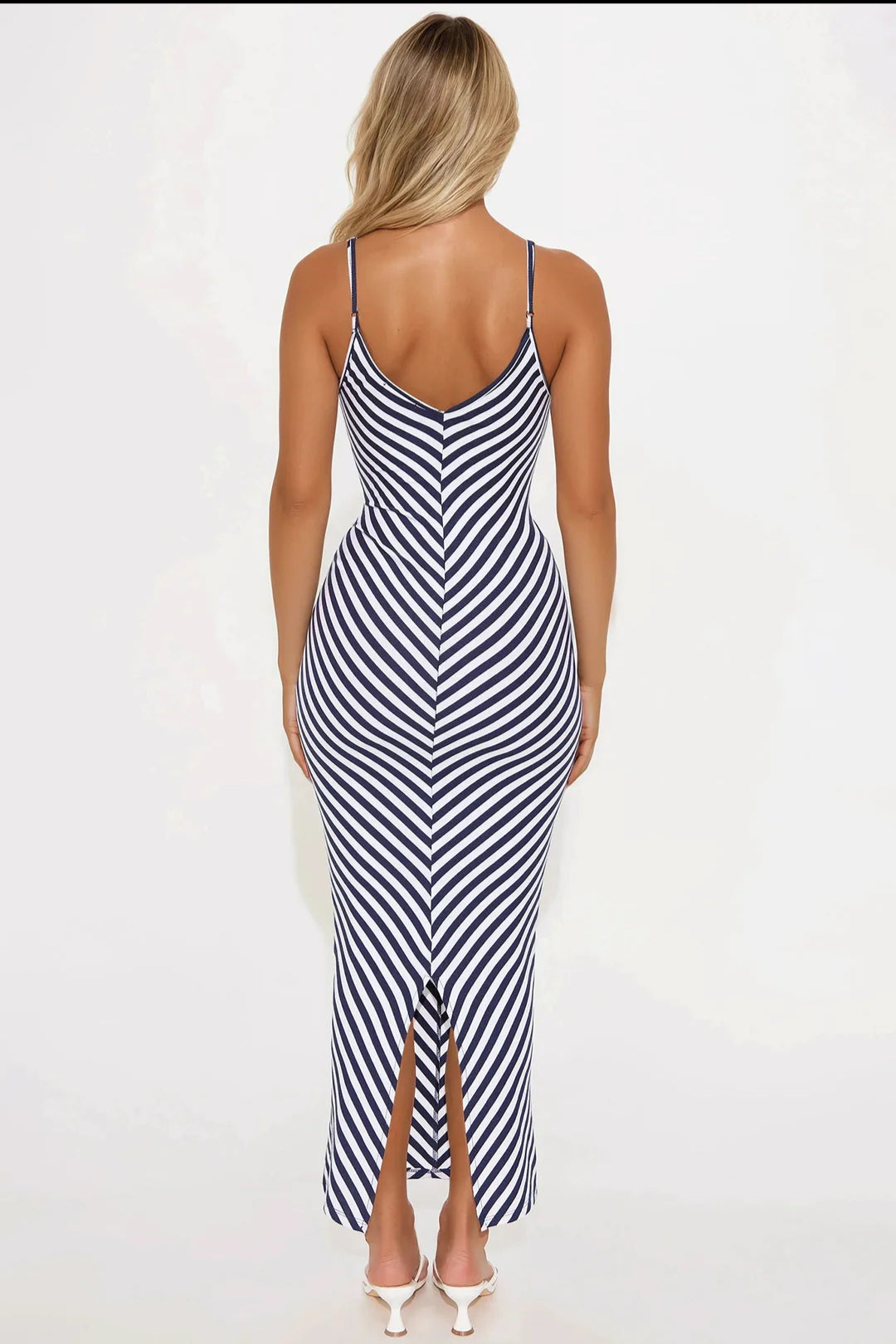 Nautical But Nice Striped Ribbed Midi Dress - Navy/Combo