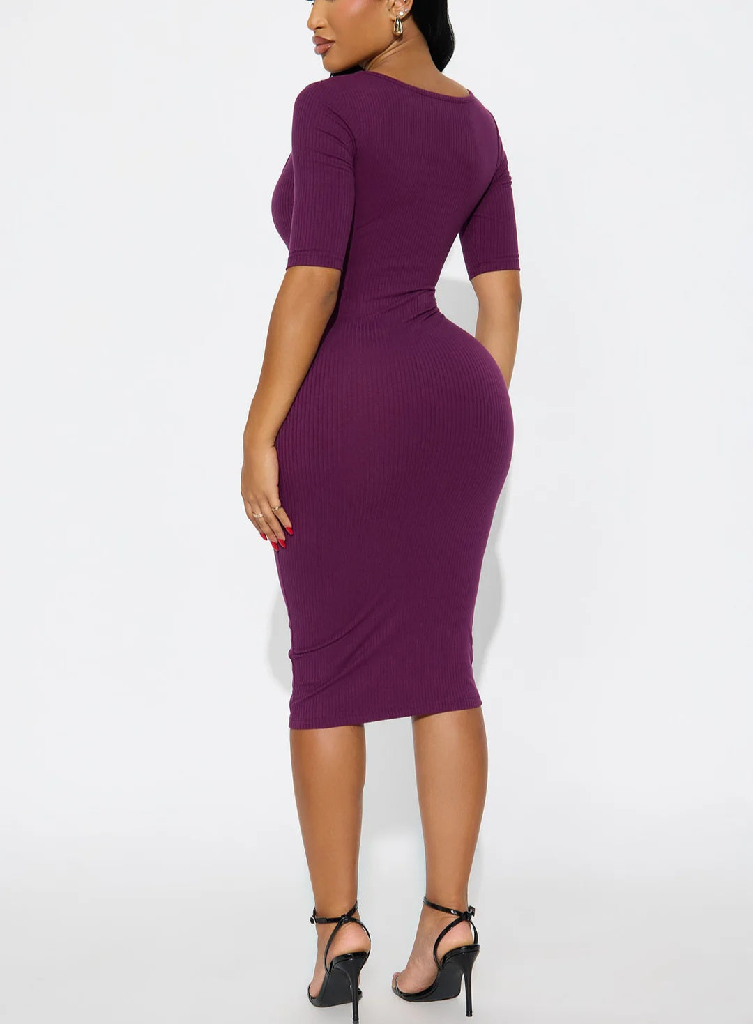 Boss Ambition Square Neck Midi Dress - Plum