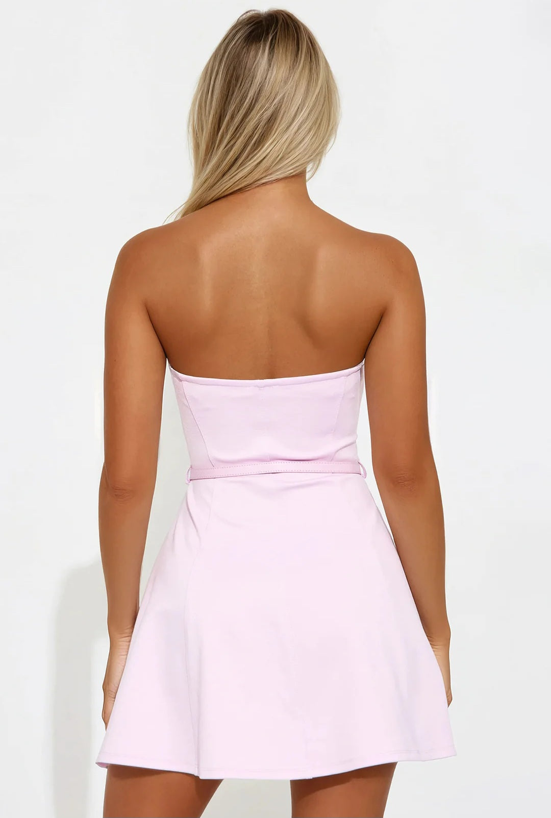 Pastel Princess Belted Ponte Mini Dress - Lavender