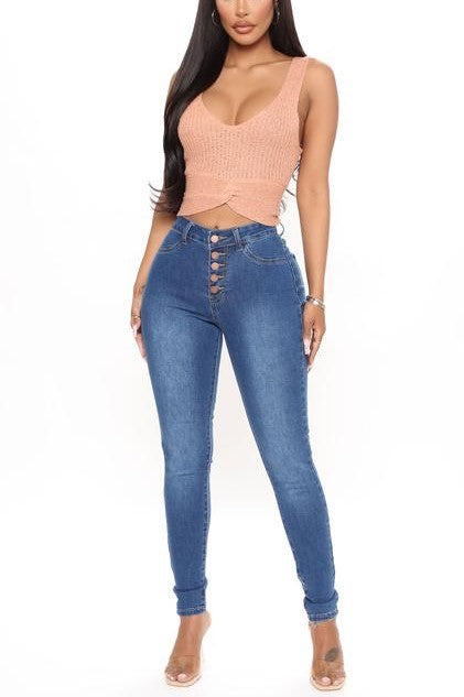 Knit Me Baby One More Time Crop Top - Peach