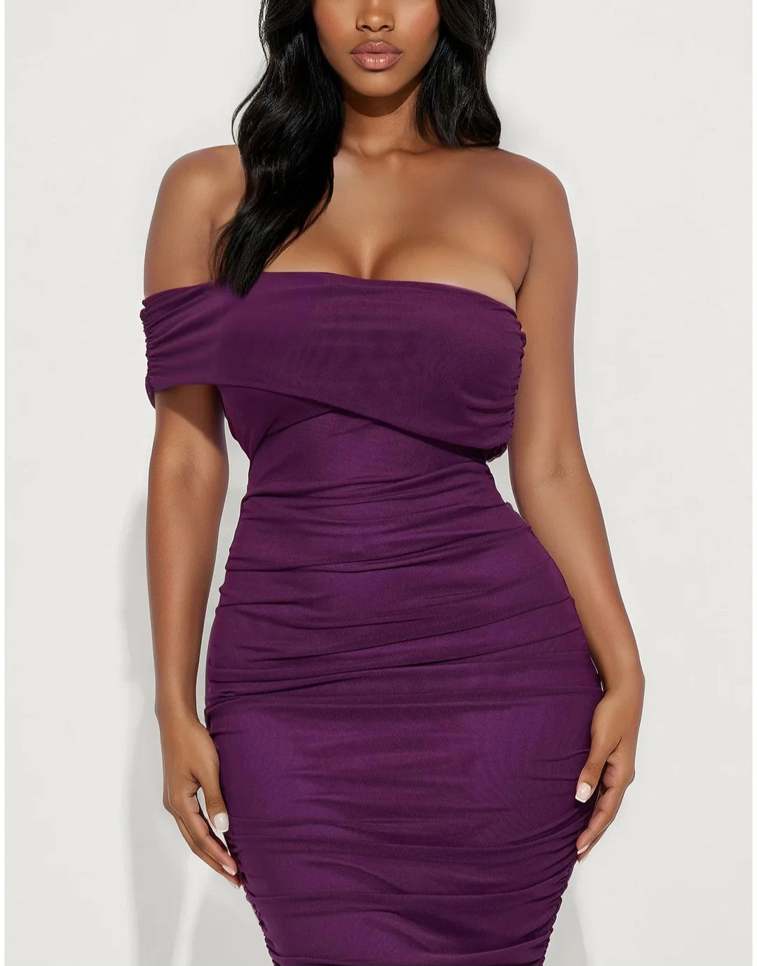 Bad & Boujee Mesh Midi Dress - Plum