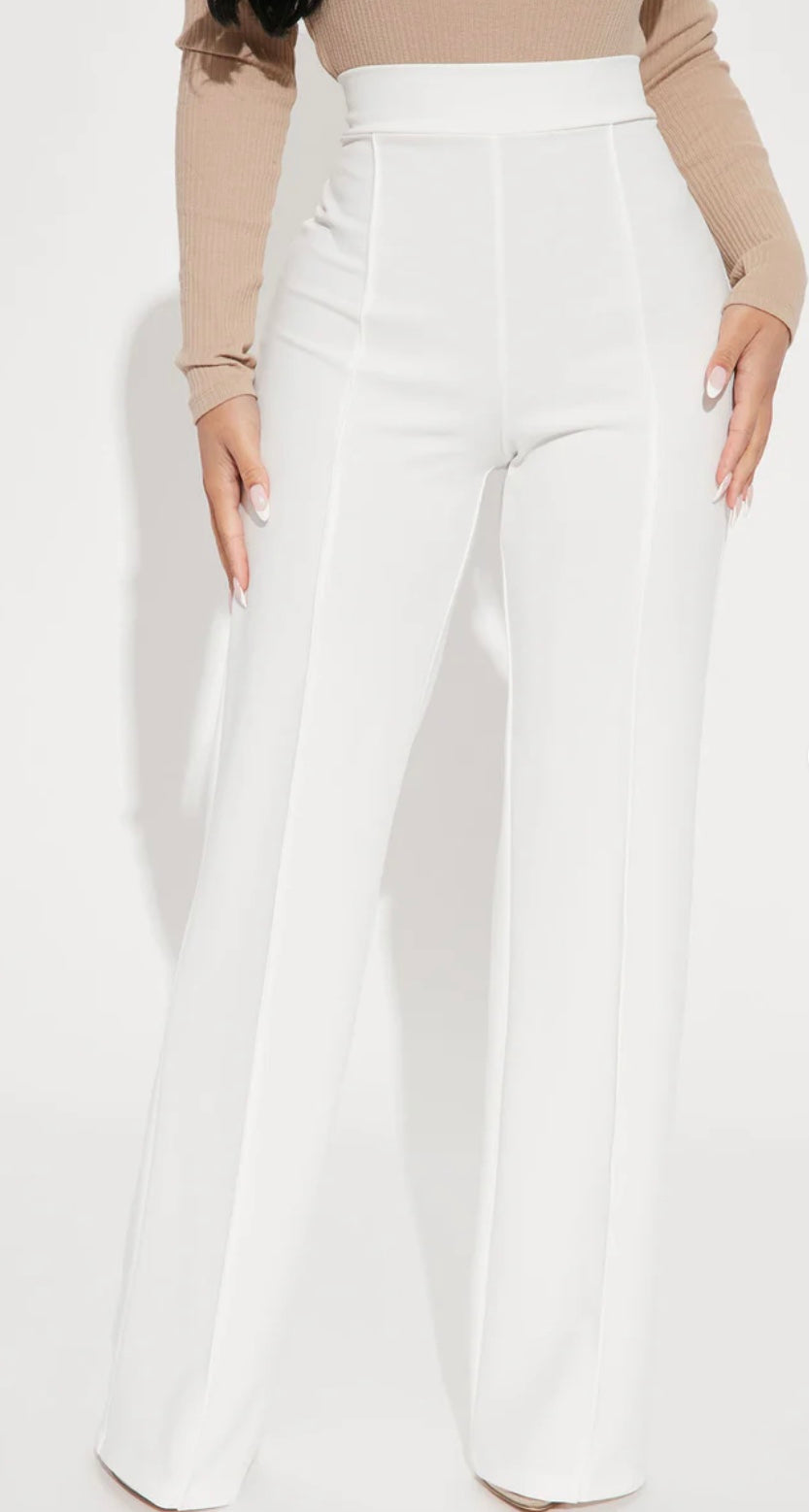 Power Play High-Waisted Dress Pants - White