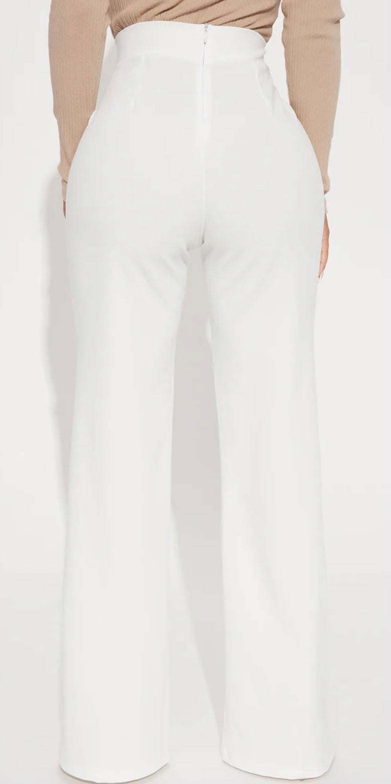 Power Play High-Waisted Dress Pants - White