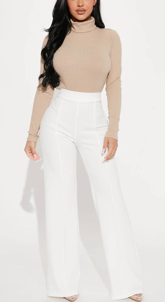 Power Play High-Waisted Dress Pants - White