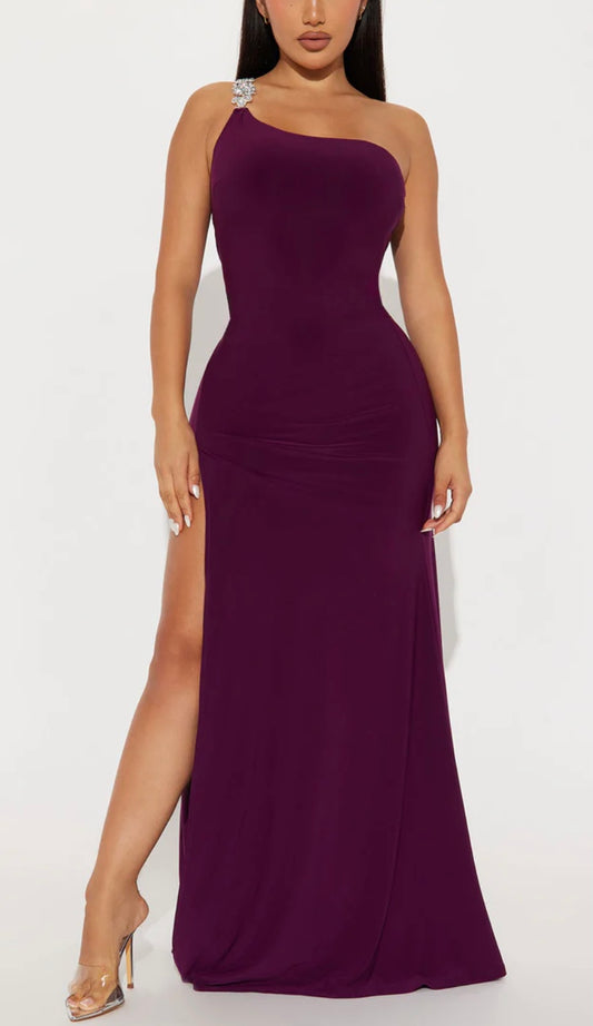 Midnight Merlot Elegant Maxi Dress - Plum