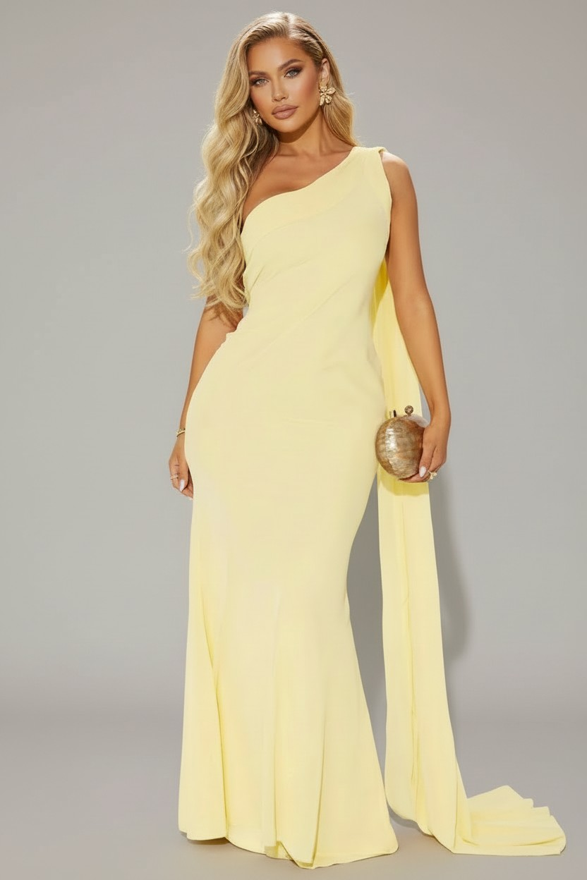 Santorini Siren Chiffon Maxi Dress - Butter Yellow