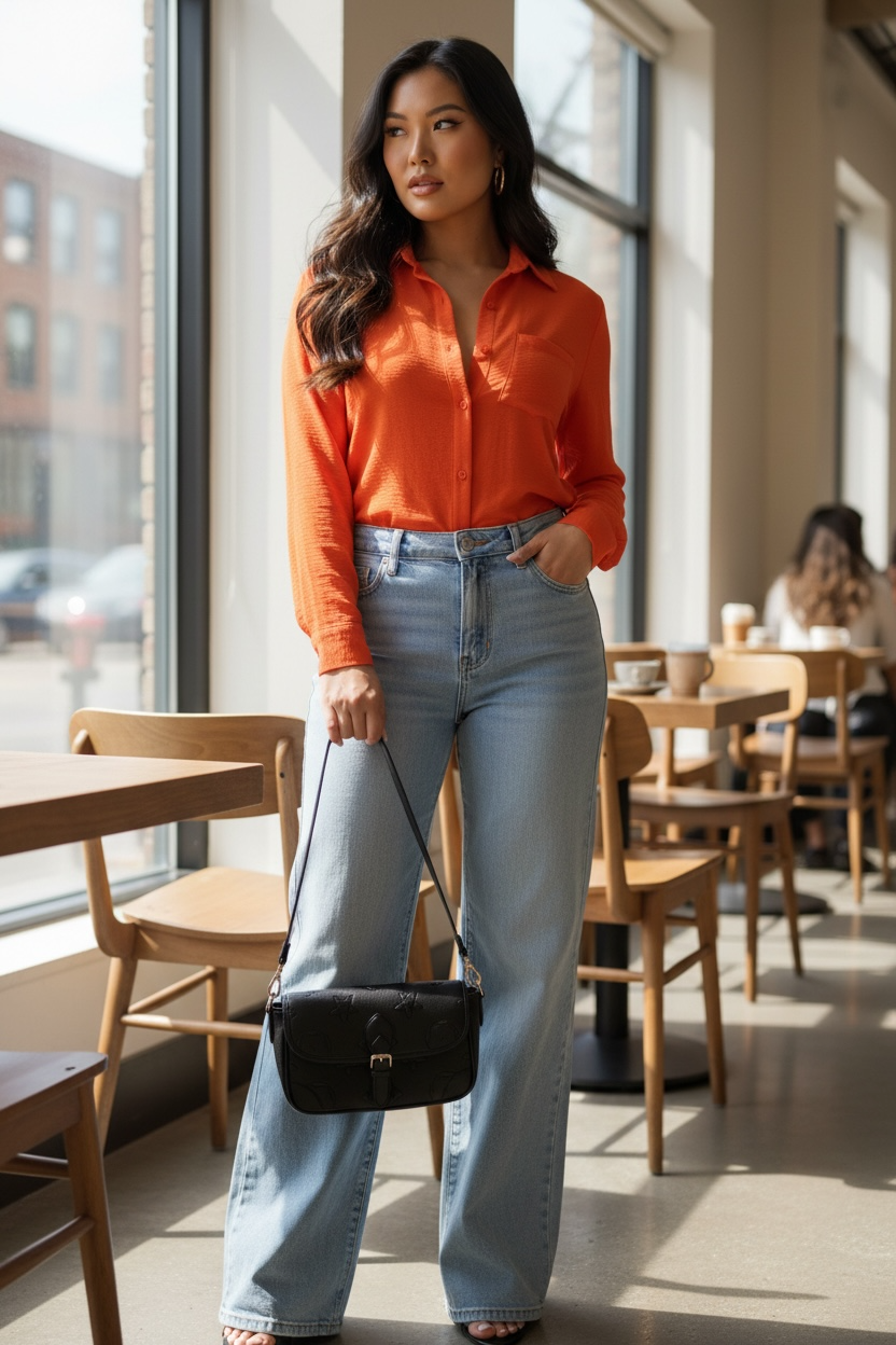 Blaze Button-Up Shirt Tangerine Dream - Orange