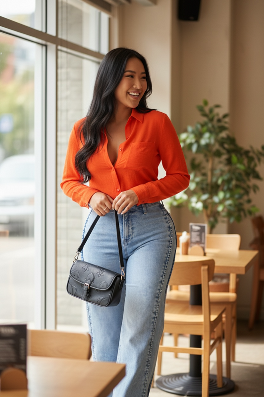 Blaze Button-Up Shirt Tangerine Dream - Orange