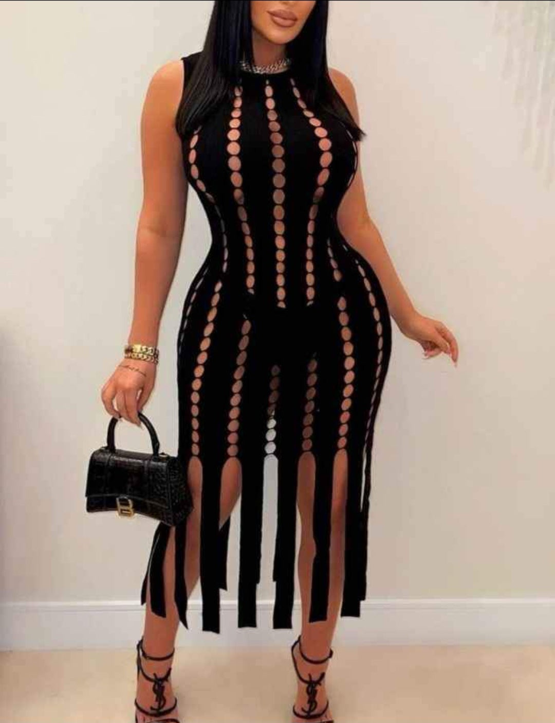 No Strings Attached Cut-Out Knit Dress - Black