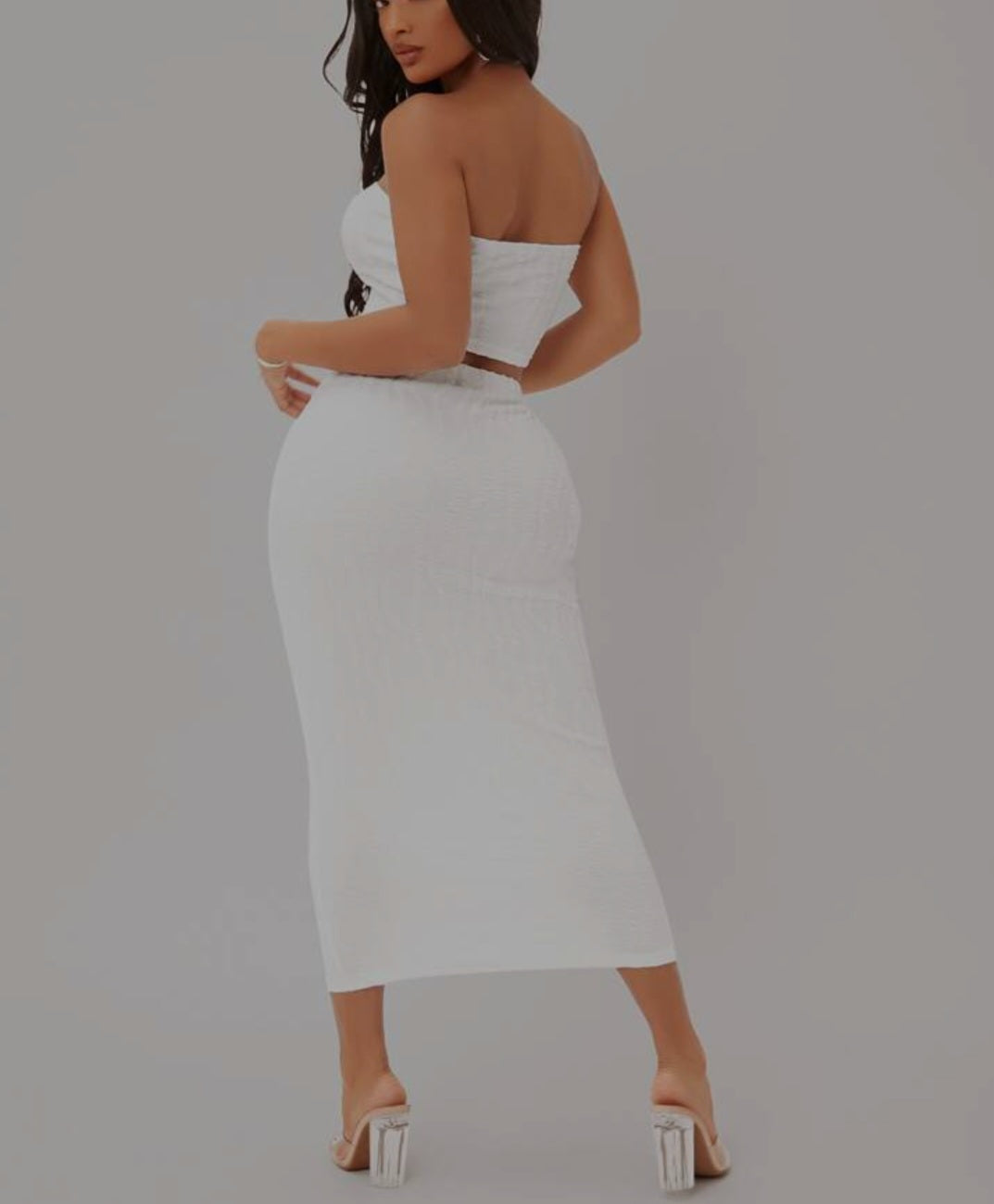 Frost Me Twice Winter Edition Crop Top Skirt Set - White