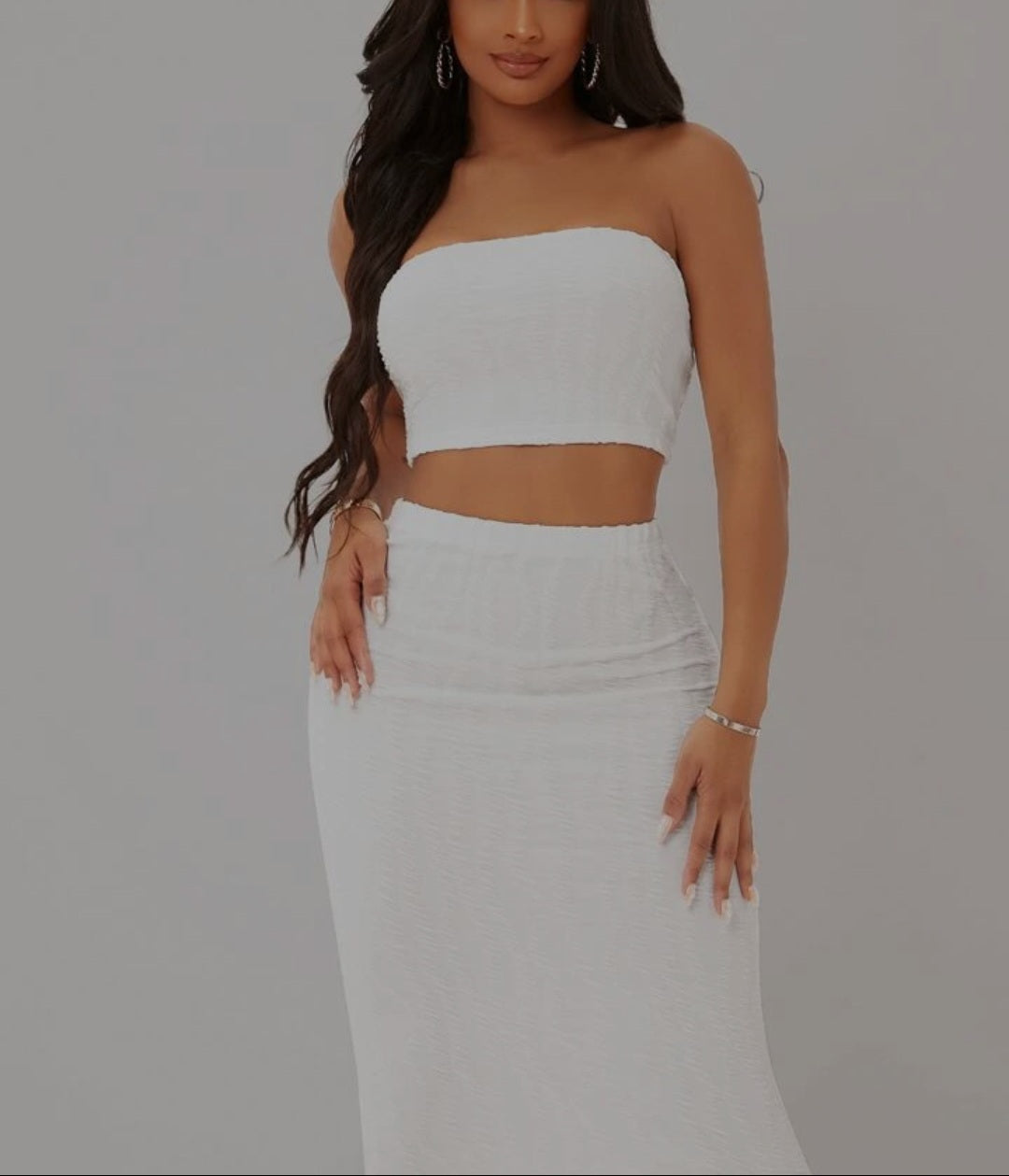 Frost Me Twice Winter Edition Crop Top Skirt Set - White