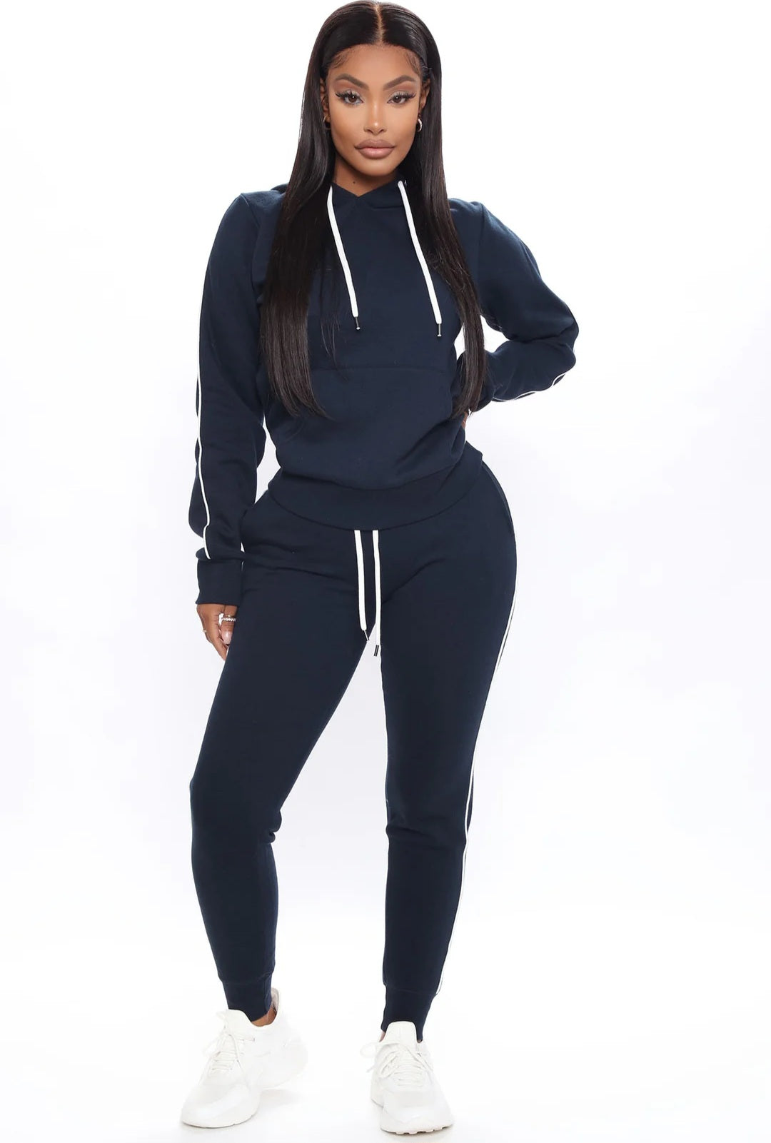 Off-Duty Chic Luxe Jogger Set - Navy