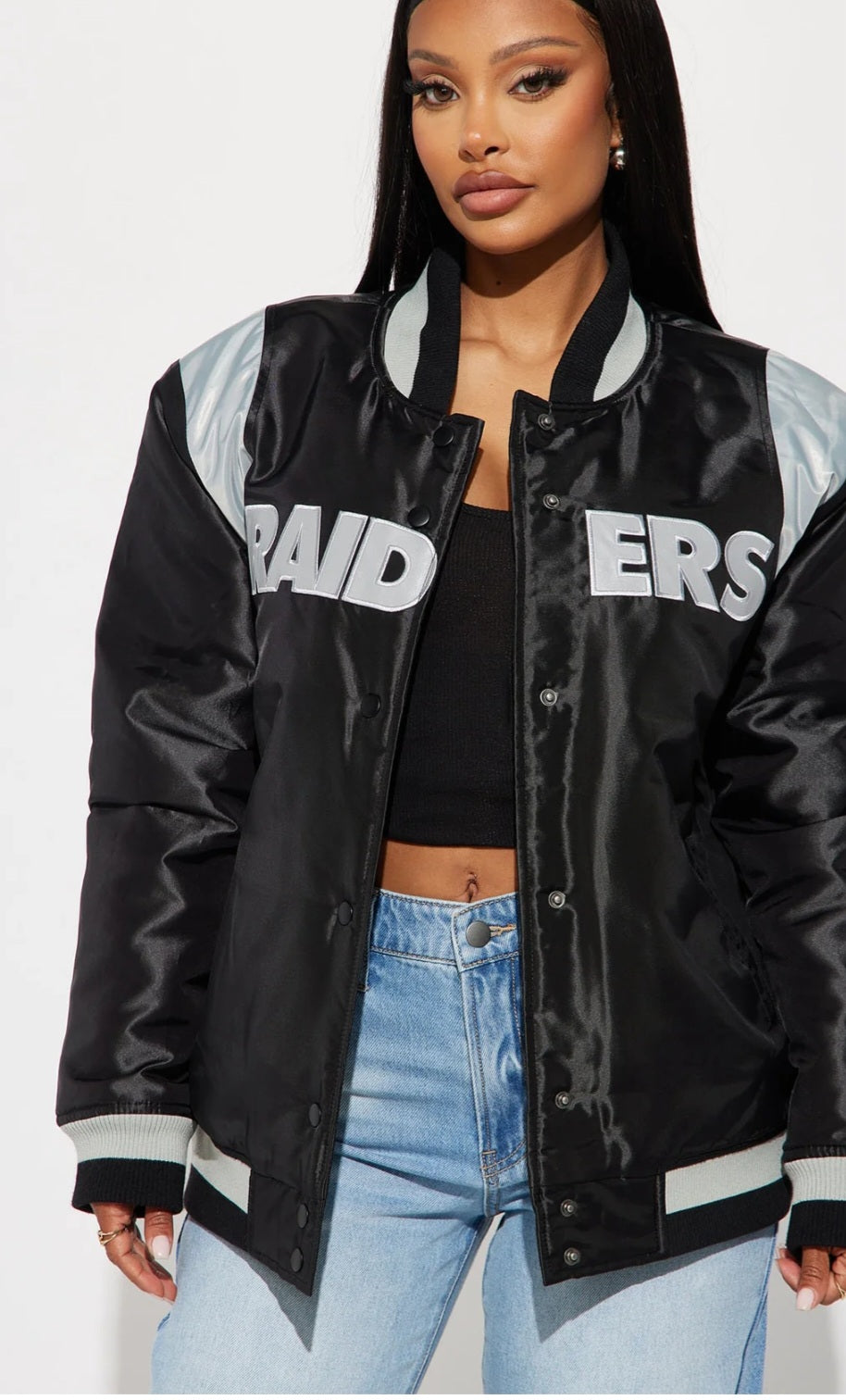 Chic & Savage Varsity Vibes Raiders Bomber Jacket - Black