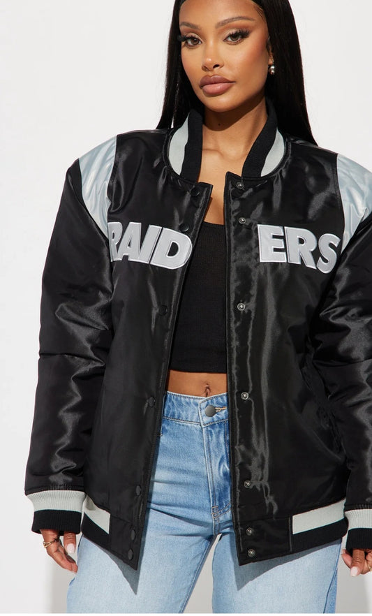 Chic & Savage Varsity Vibes Raiders Bomber Jacket - Black