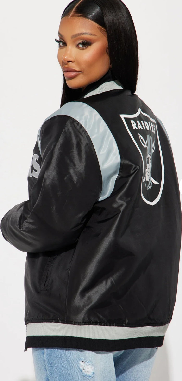 Chic & Savage Varsity Vibes Raiders Bomber Jacket - Black
