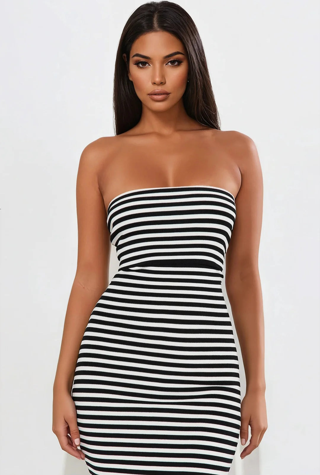 Sleek in Stripes Maxi Tube Dress - Black/Combo