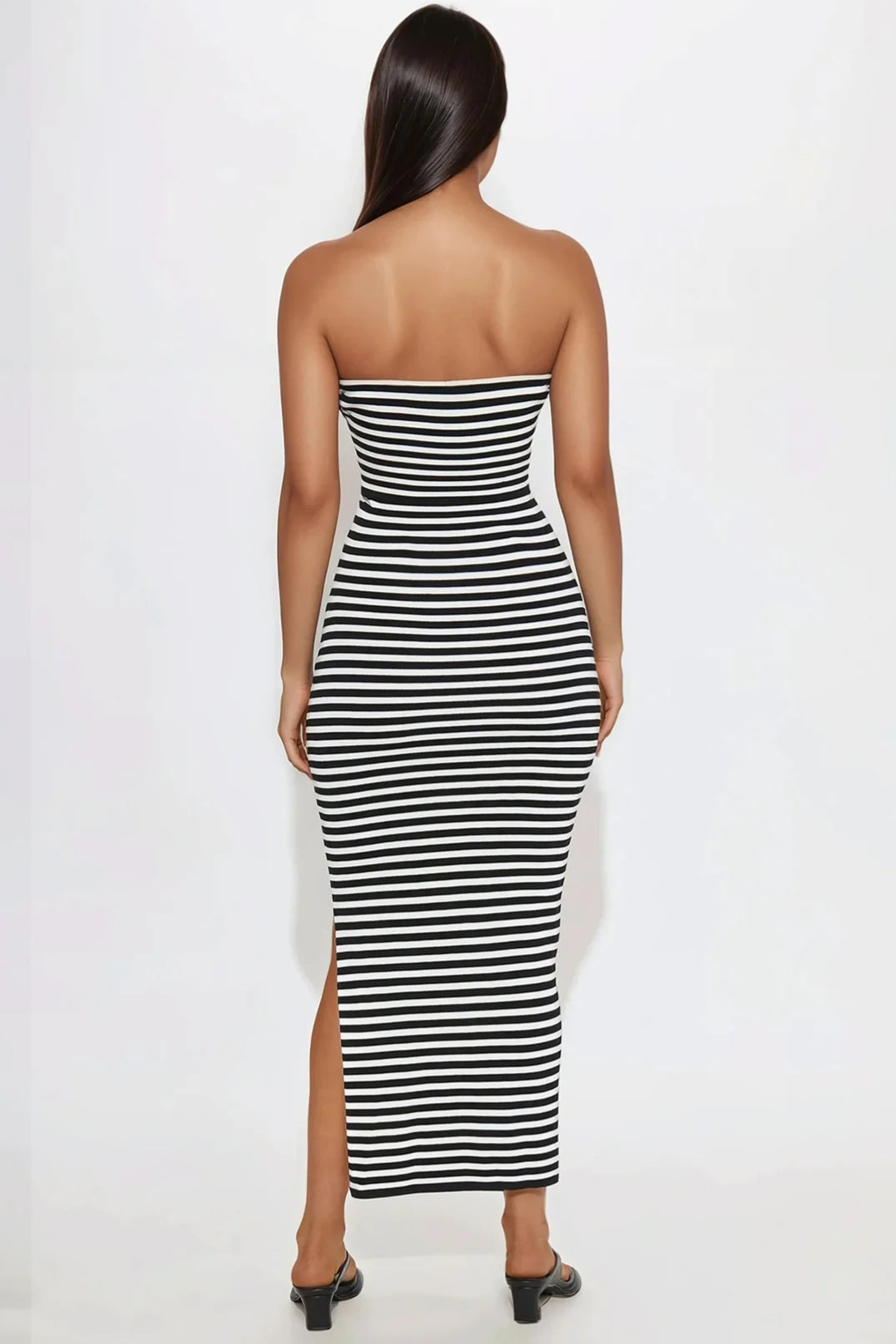Sleek in Stripes Maxi Tube Dress - Black/Combo