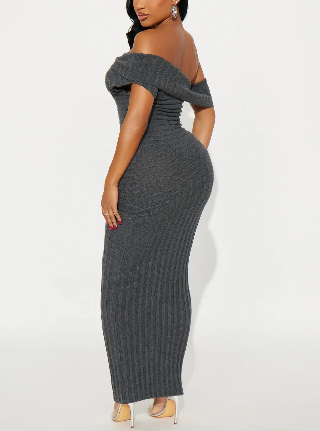 Sweater Weather, But Make It Sexy Ribbed Maxi Dress - Charcoal