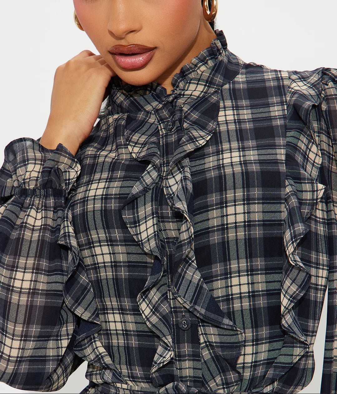 Ruffle My Rules Plaid Chiffon Mini Dress - Black/Combo