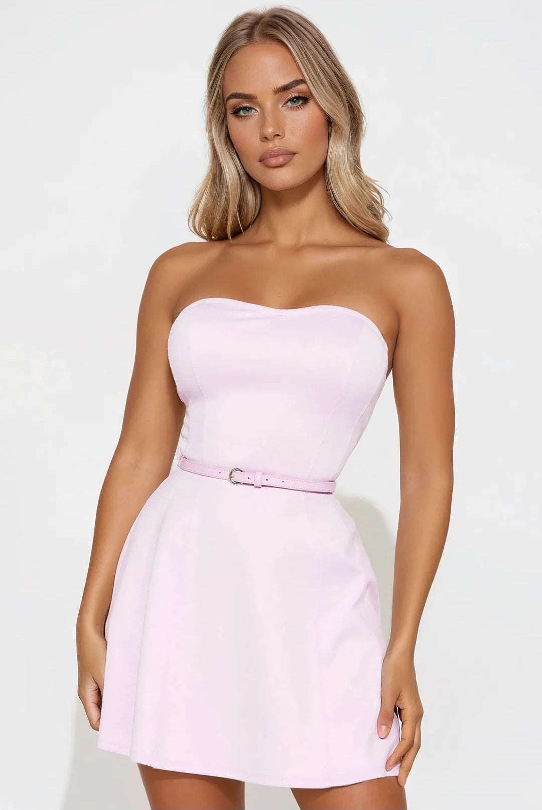 Pastel Princess Belted Ponte Mini Dress - Lavender