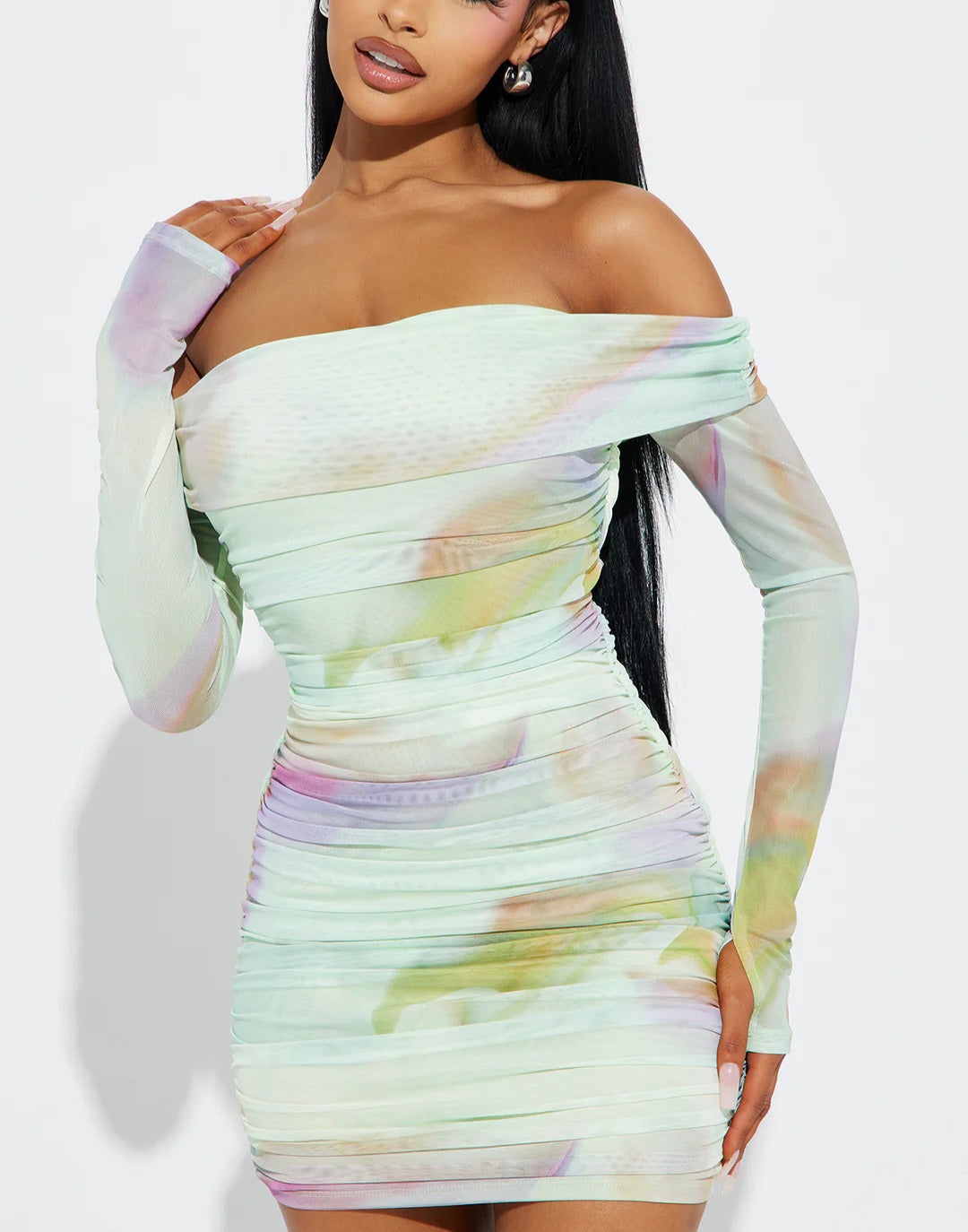 Spring Fling Fever Mesh Mini Dress - Mint