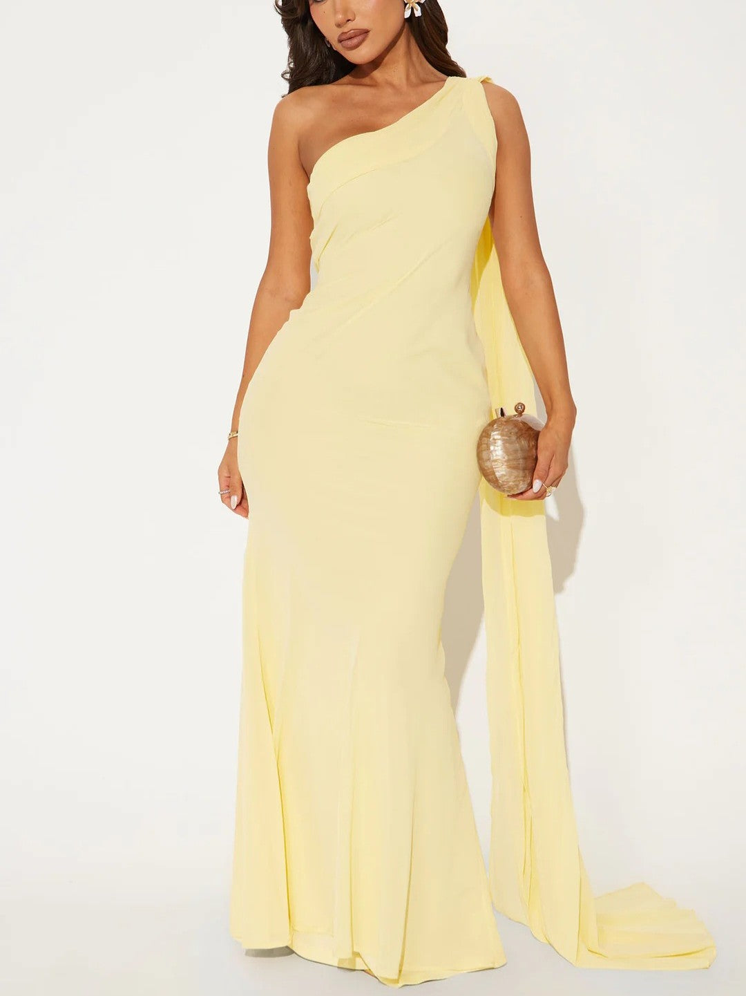 Santorini Siren Chiffon Maxi Dress - Butter Yellow