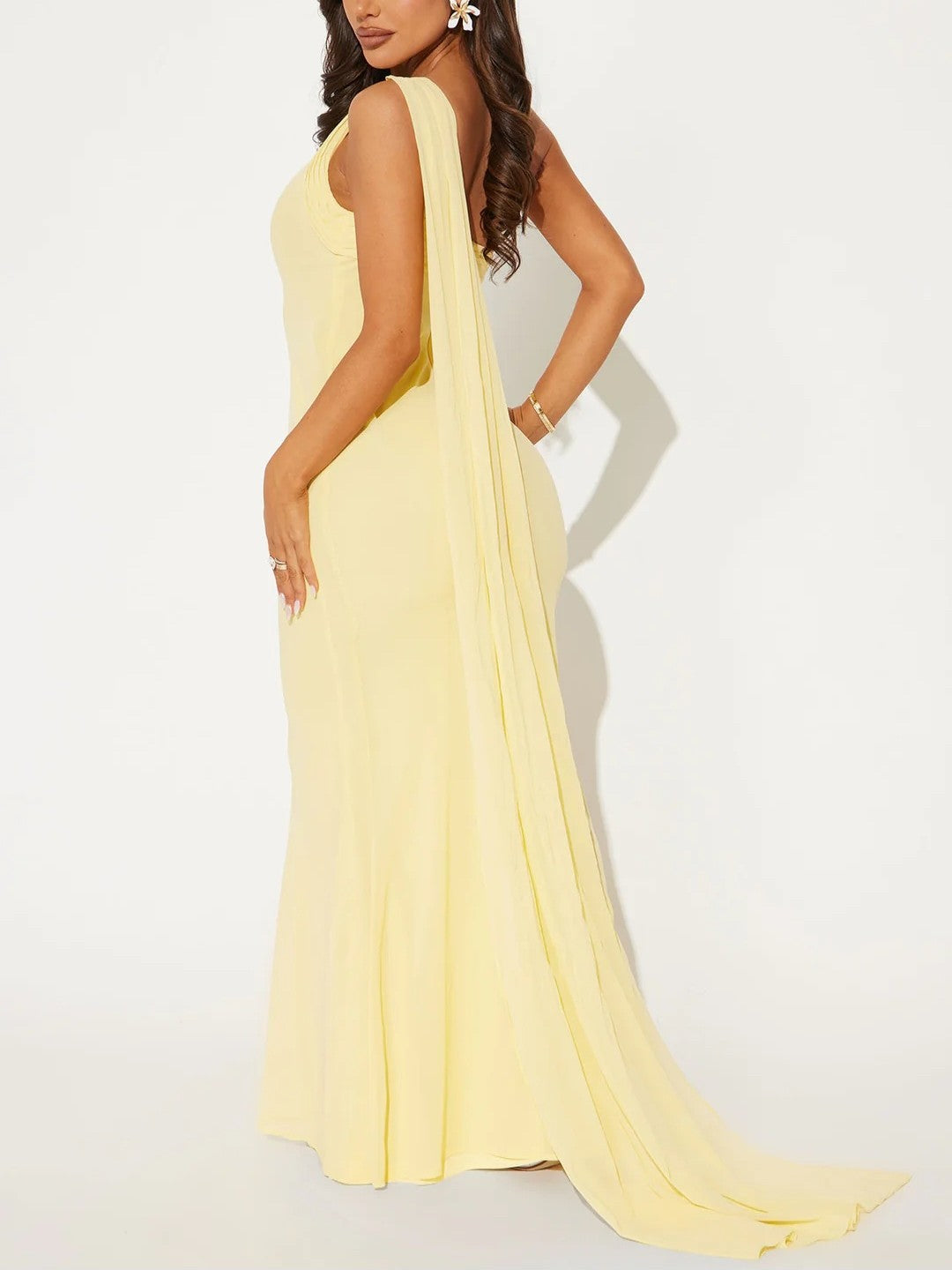 Santorini Siren Chiffon Maxi Dress - Butter Yellow