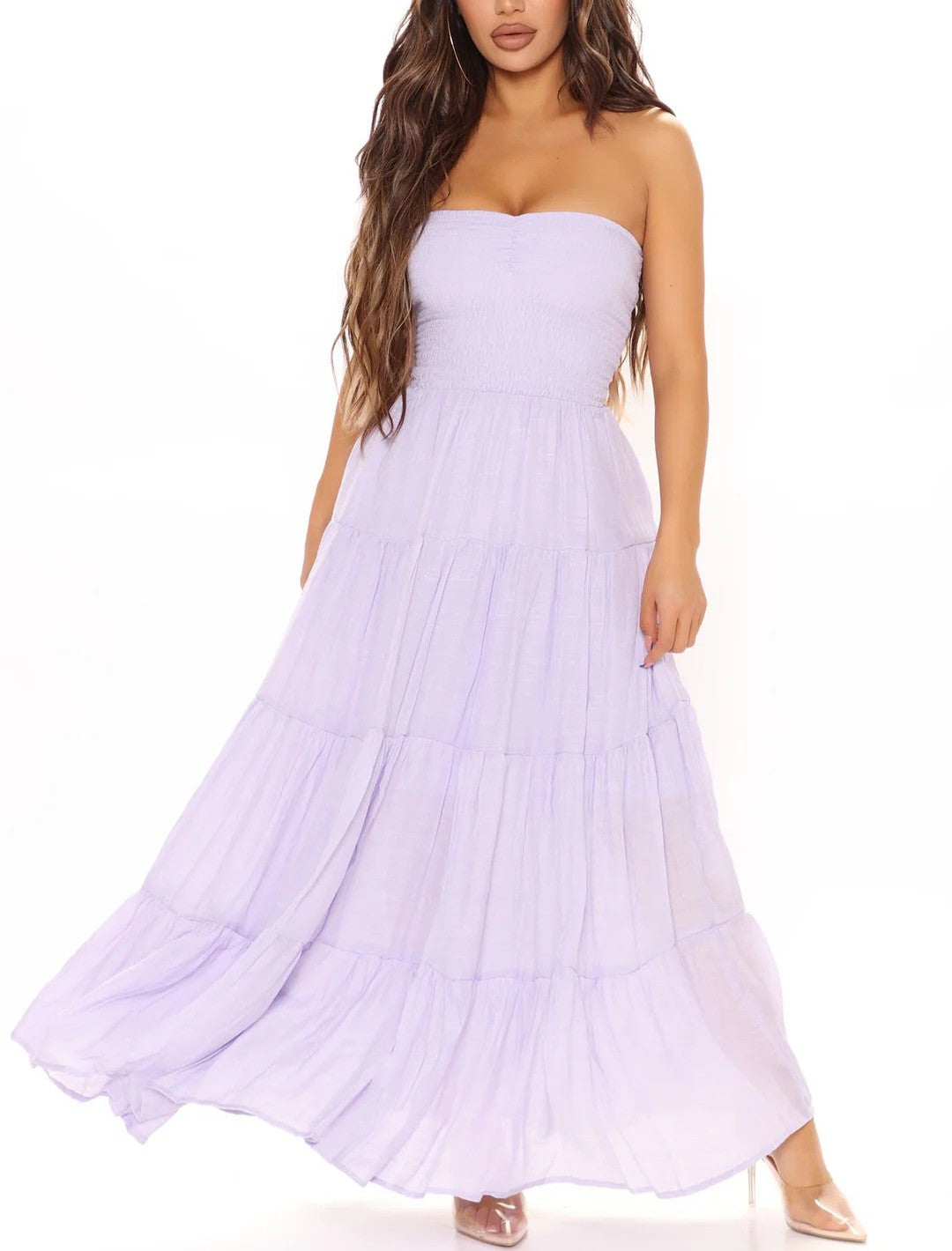 Feminine Aura Tiered Maxi Dress - Lavender