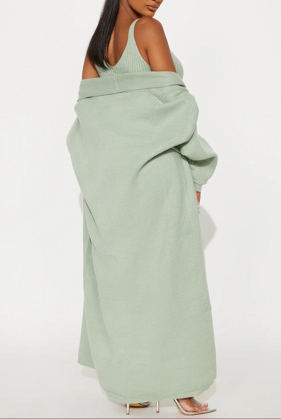 Rich Girl Uniform Sweater Maxi Dress Set - Sage