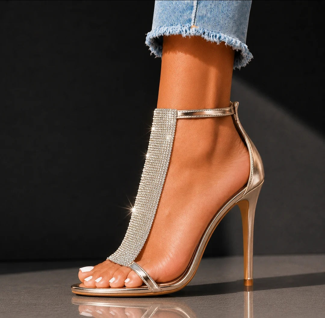 Dripping In Diamonds Crystal Stiletto Heels - Silver