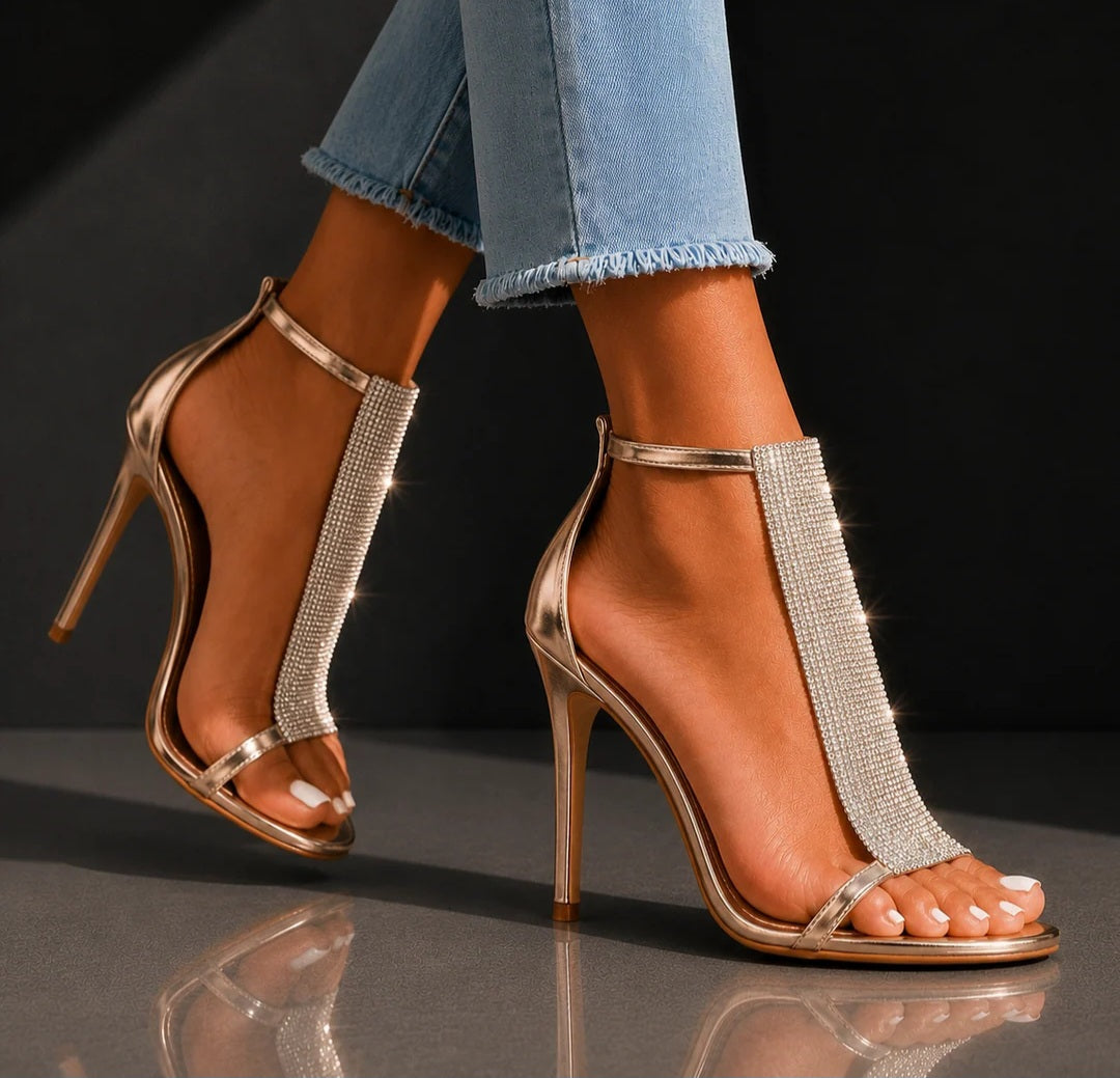 Dripping In Diamonds Crystal Stiletto Heels - Silver