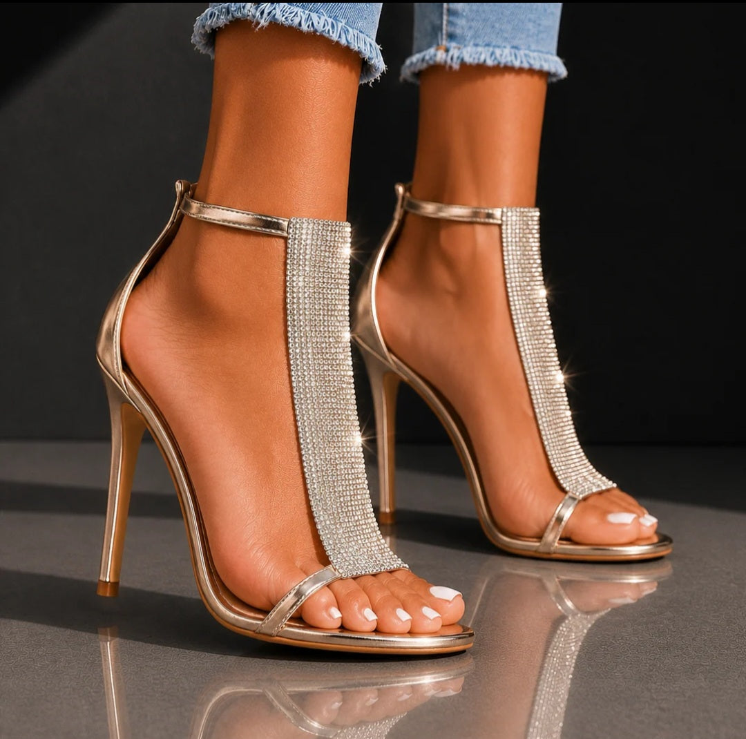 Dripping In Diamonds Crystal Stiletto Heels - Silver