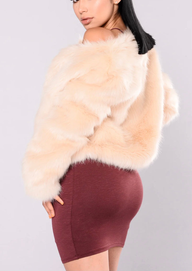Soft Serve Plush Faux Fur Jacket - Natural
