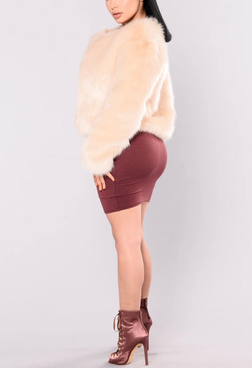Soft Serve Plush Faux Fur Jacket - Natural